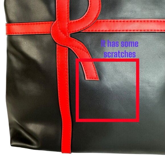 Roberta di Camerino Tote Shoulder Bag Ribbon Motif Leather red PVC Closed Zippe - Picture 12 of 16